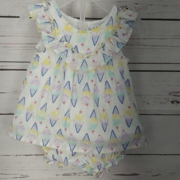 Wonder Nation 0/3‎ Months 2 Piece Ice Cream White summer Outfit - Picture 6 of 11